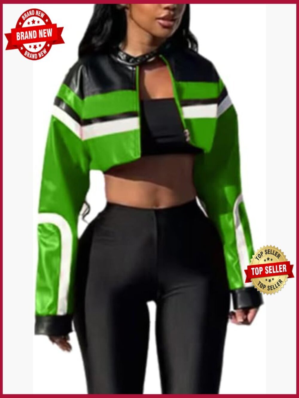 Cropped Faux Leather Bomber Jacket Motorcycle Y2K Streetwear Women